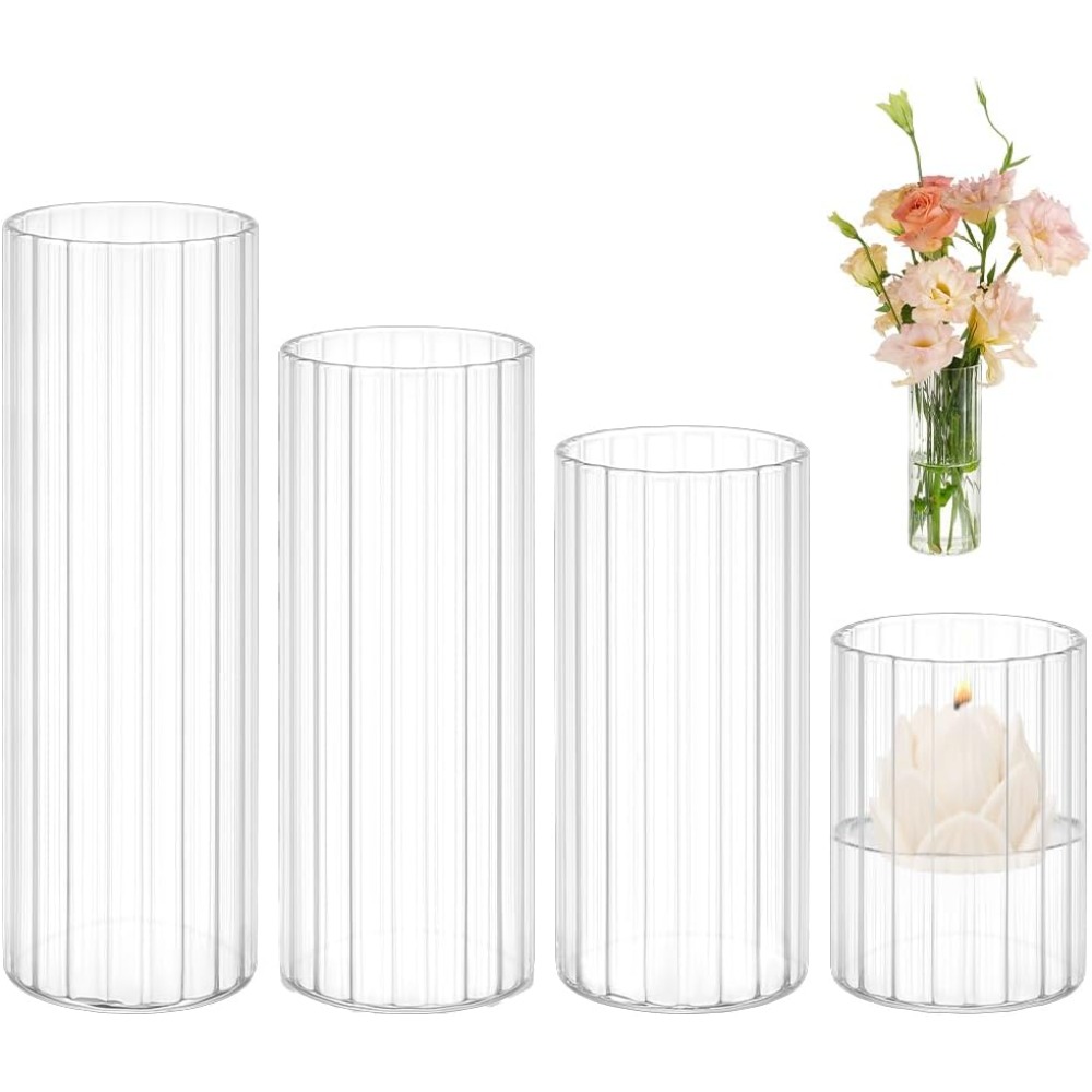 Candle Containers - 4가지 크기 유리 원통 화병 3.5/5.5/6.7/7.8