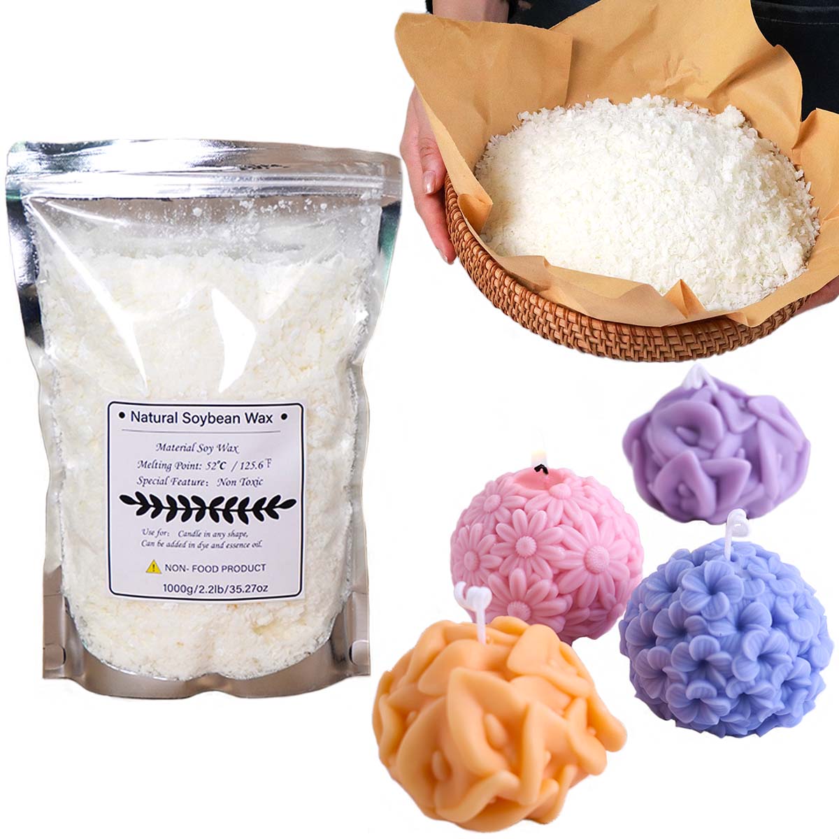 Candle Making Kit - 100/250/500/1000g 천연 소이 왁스 플레이크 DIY