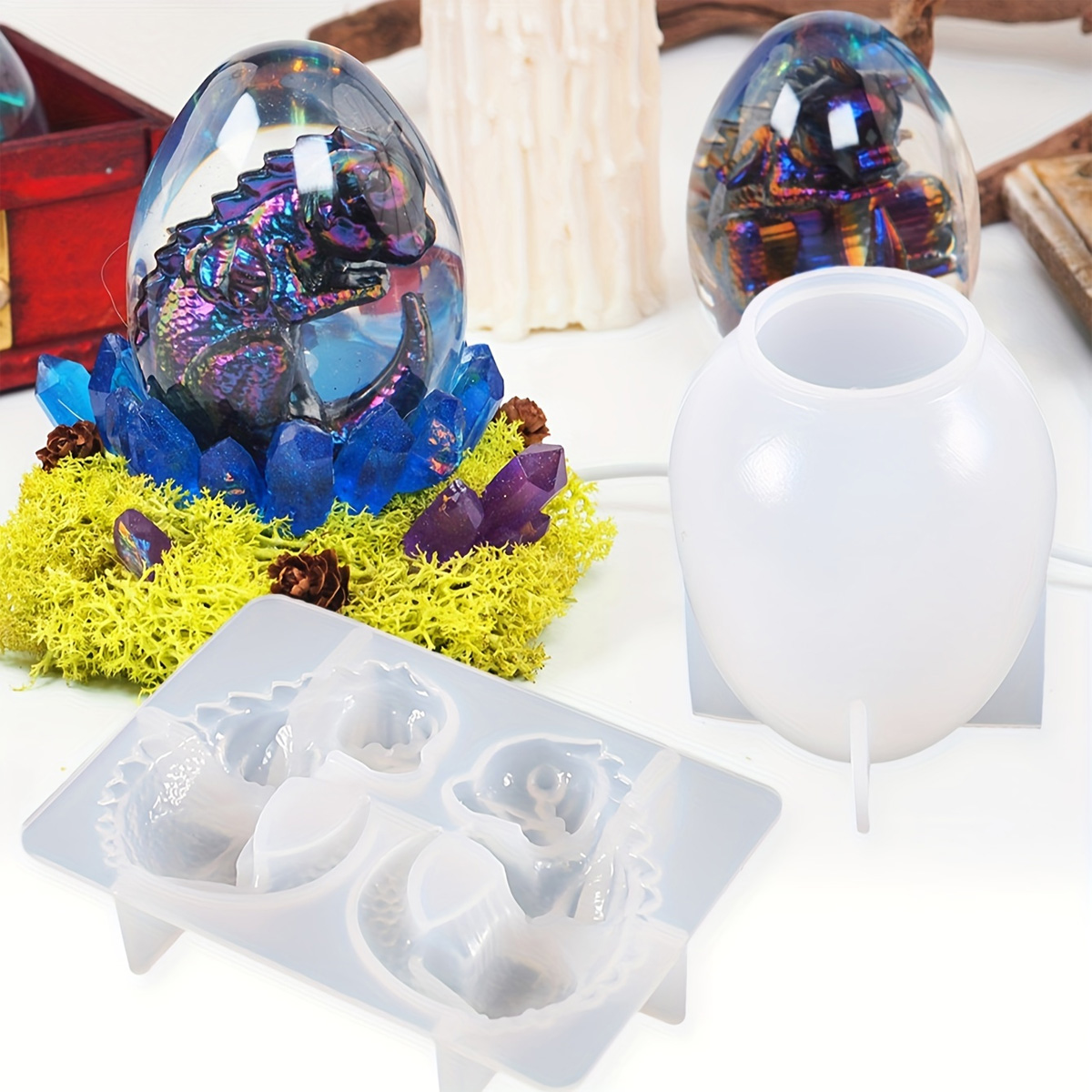 Candle Making Kit - 실리콘 드래곤 에그 몰드, 2개 세트,