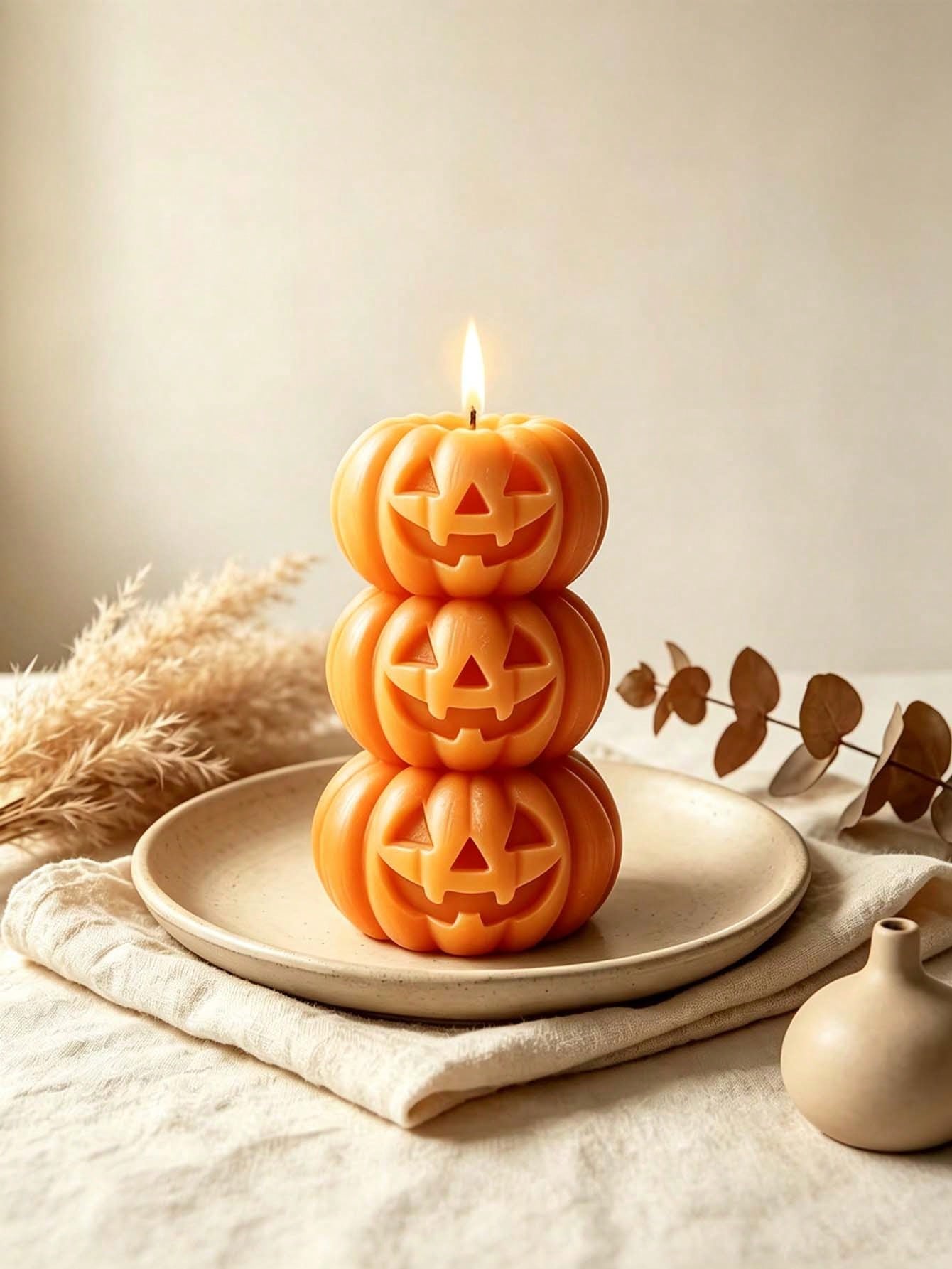 Candle Fragrance - 1개 할로윈 3층 호박 모양 캔들,