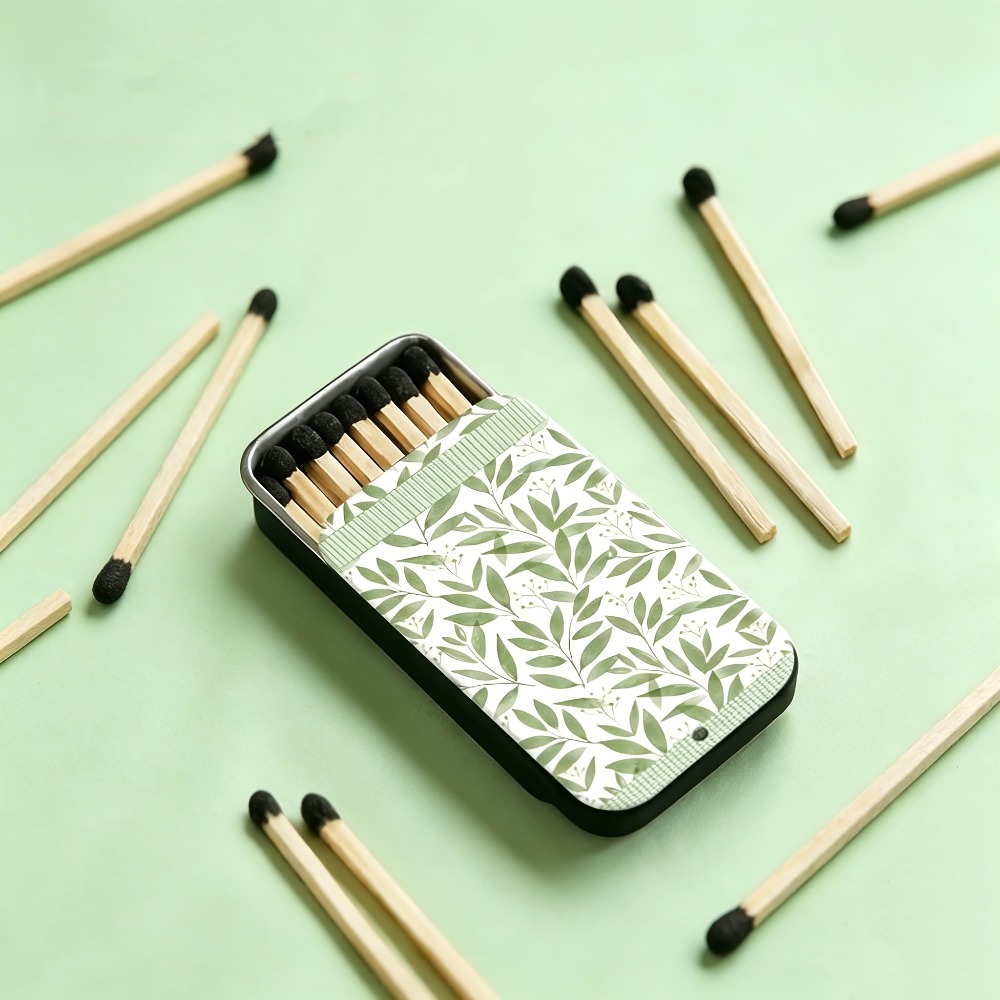 녹색 잎사귀 무늬 양철 성냥갑 장식용 안전 성냥, 긴  - Candle Lighter 리뷰 및 가격