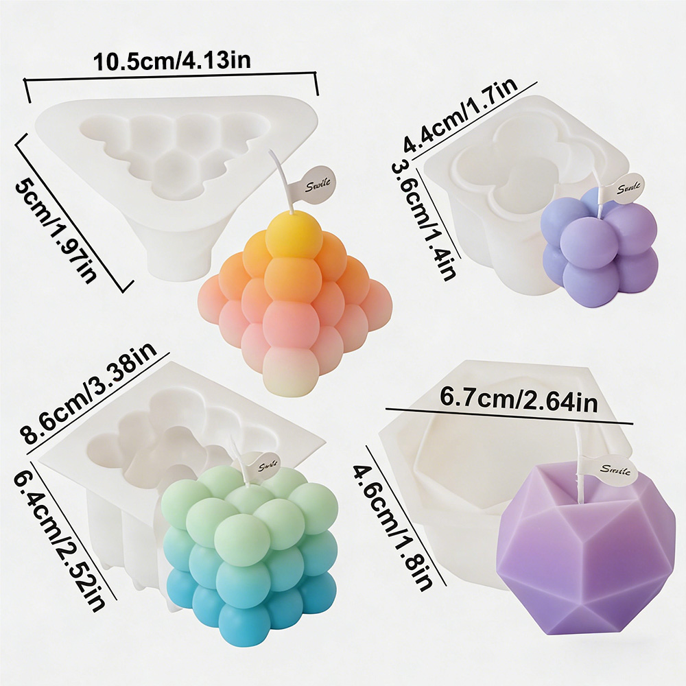 3D 버블 큐브 실리콘 캔들 몰드 세트, 기하학적 볼  - Candle Making Kit 리뷰 및 가격