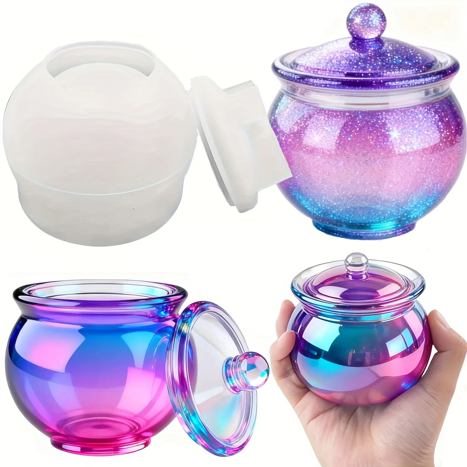 뚜껑이 있는 둥근 수지 캔 몰드 1세트, DIY 보석  - Candle Containers 리뷰 및 가격